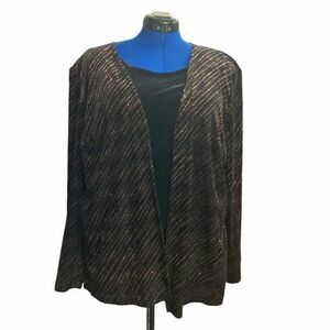 R&K ORIGINALS woman Sparkly Top & Jacket combined Black &‎ Brown Size 16W